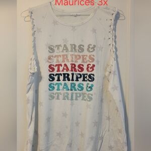 Maurices White Tank Top with Stars and Stripes Design